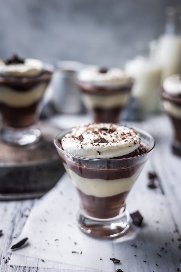 Easy Homemade Layered Chocolate & Vanilla Pudding (The Coziest Comfort Dessert)