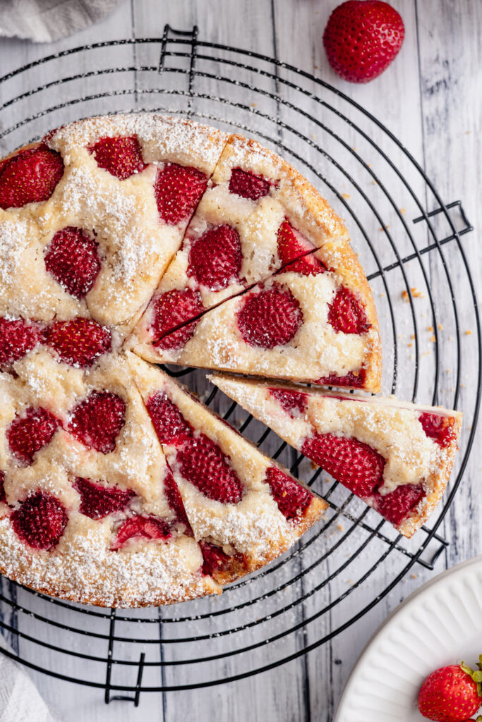 High Altitude Sourdough Discard Strawberry Snack Cake