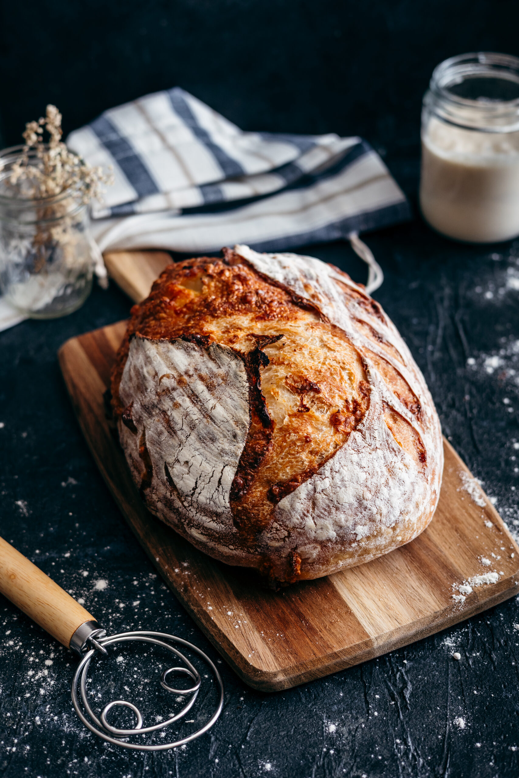 No-Knead Sourdough White Cheddar Bread (High Altitude