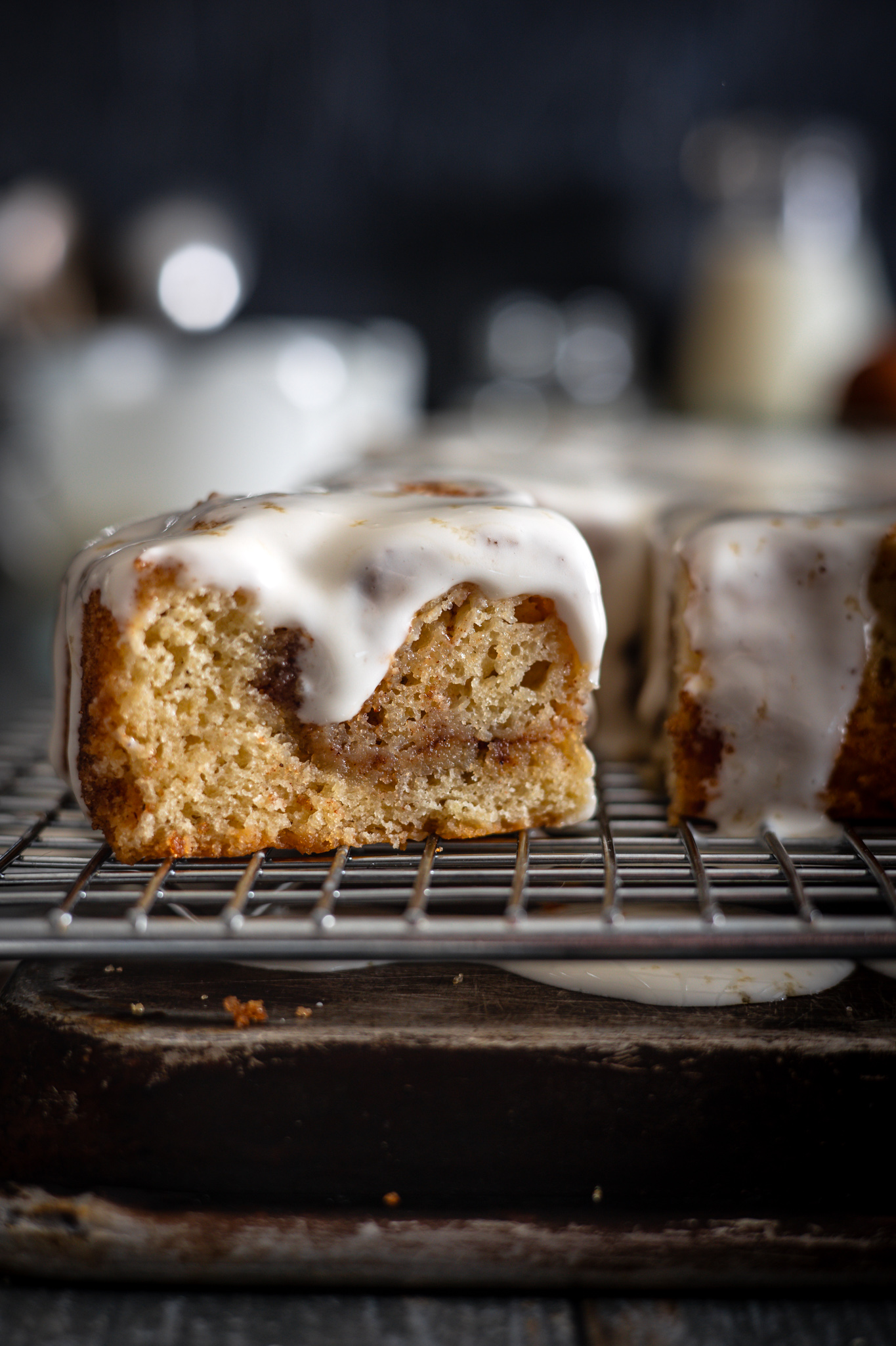 Cinnamon Roll Snack Cake with Cream Cheese Glaze