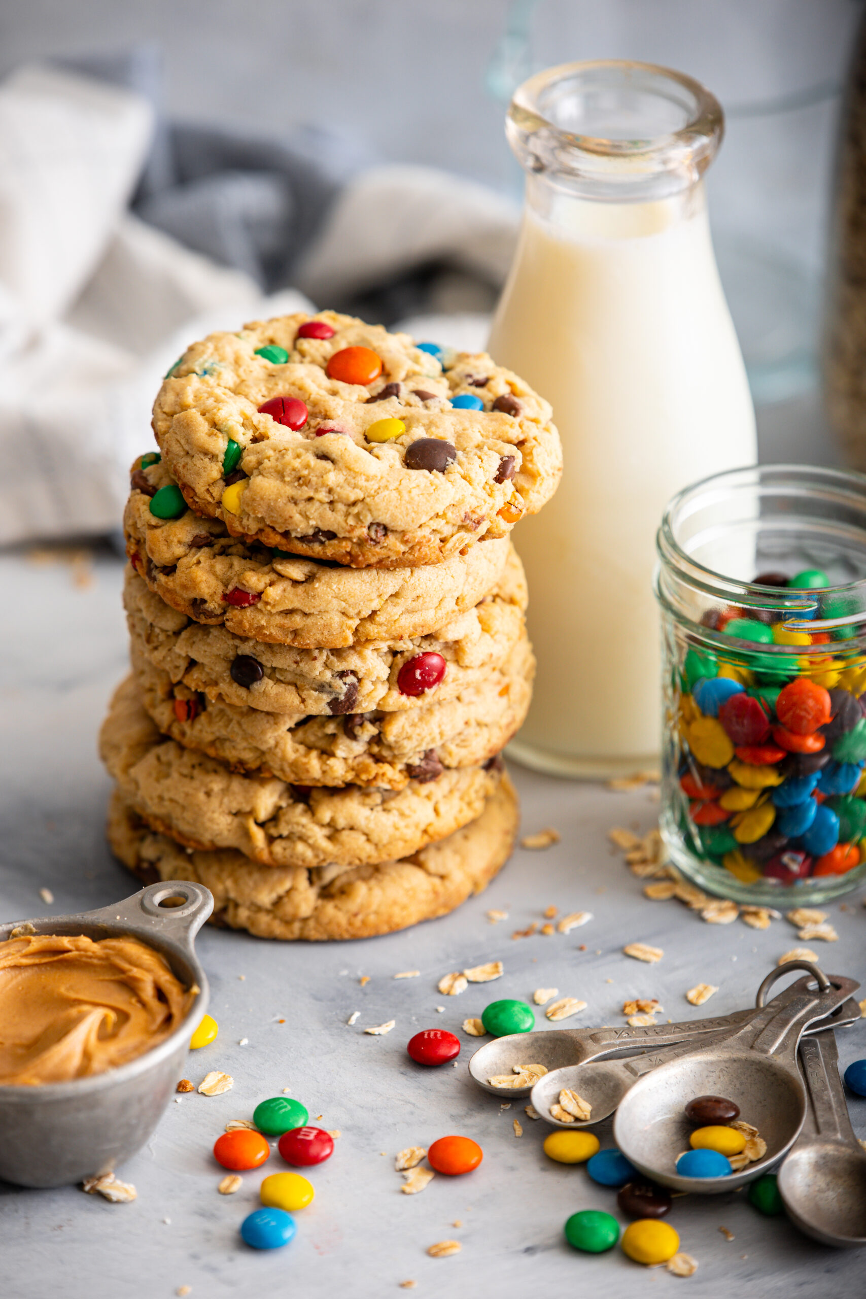 Giant Back to School Monster Cookies with Peanut Butter, Oats, M&M’s and Chocolate Chips
