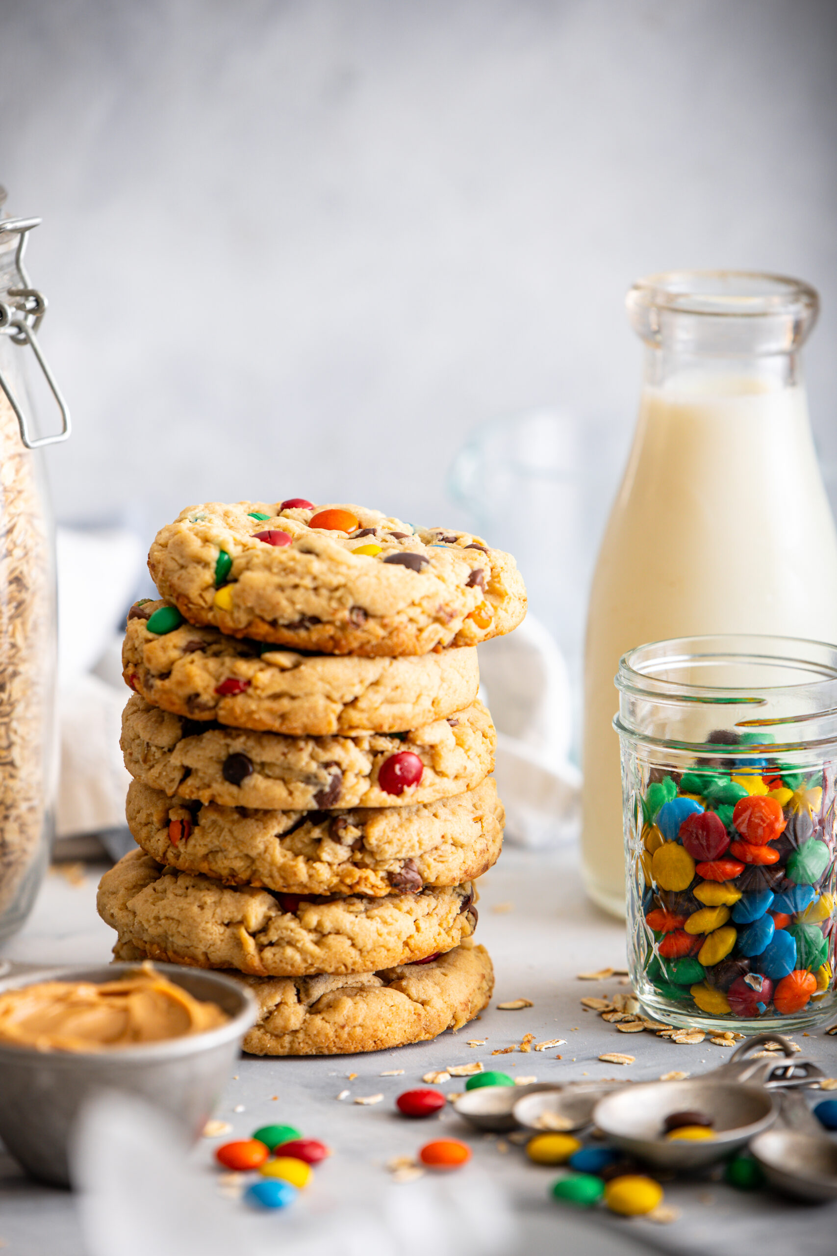 Giant Back to School Monster Cookies with Peanut Butter, Oats, M&M’s and Chocolate Chips